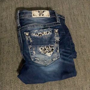 Miss Me Leopard Bling Skinny Jeans